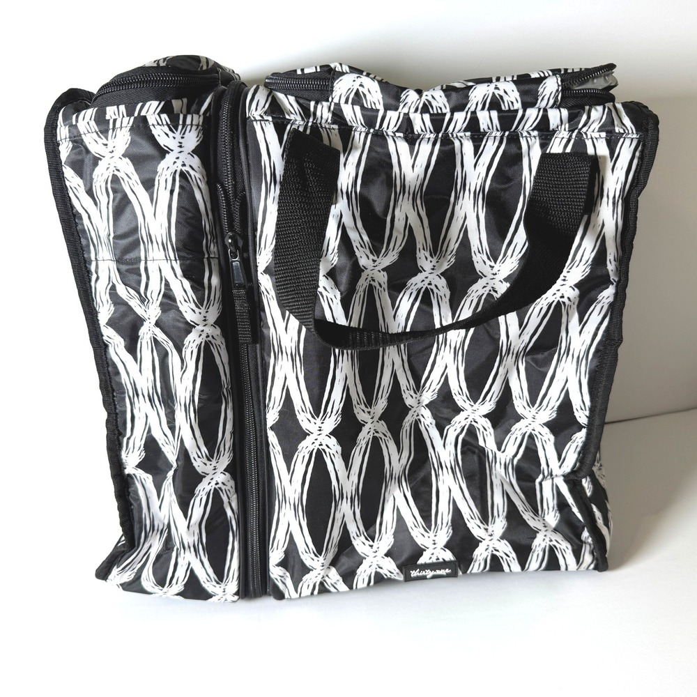 Thirty-One On The Double Chill Thermal Set Insulated Cooler Black White Monogram - Picture 3 of 12